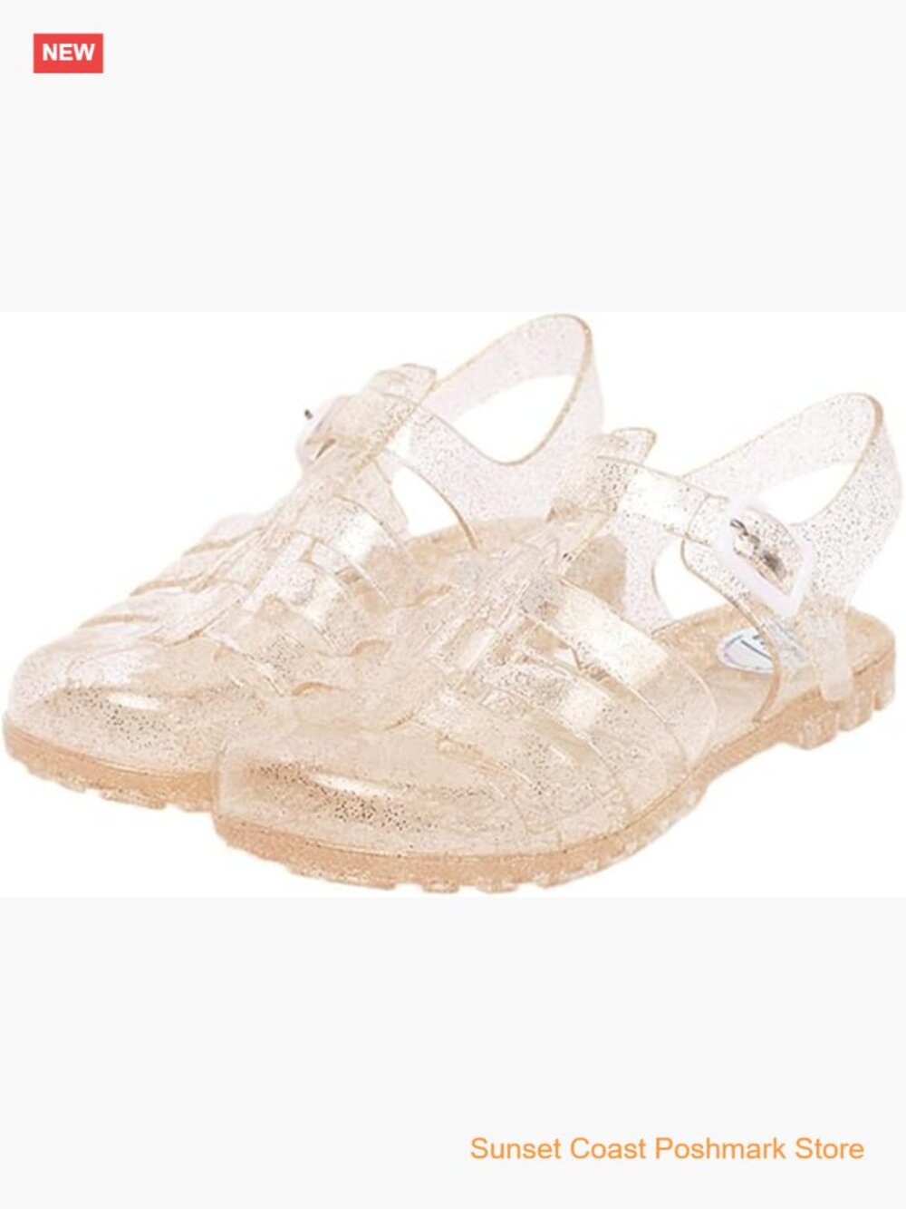 Jelly Sandals T-Strap Slingback Bling Beach Retro Flat Shoes